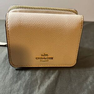 Coach Cream Leather Wallet with Gold-Tone Hardware